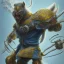 Placeholder: angry Wolverine warrior in Blue and yellow battle armor, a highly detailed illustration, background of Inka jungle, realistic render, 8 k, micro detail, intricate, elegant, centered, digital painting, Artstation, smooth, sharp focus, illustration, artgerm, tomasz alen kopera, peter mohrbacher, donato giancola, joseph christian leyendecker, wlop, boris vallejo