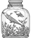 Placeholder: bird life in jar minimalistic, line art, background, vector, svg, coloring book page style, black outline on white background