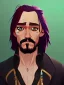 Placeholder: Portrait of a 30 year old strange gay wizard like Jack Sparrow