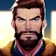 Placeholder: Clear focus, 8k, beautiful lighting, vibrant colors, Portrait, beard, gunslinger, serious eyes, brown hair,