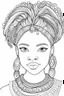 Placeholder: african girl face coloring page with beautiful hairstyle