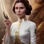 Placeholder: stunning half-body portrait photo of princess leia from Star Wars, hazel iris, wlop, artgerm, akihiko yoshida, and liang xing, detailed face, doe eyes, intricate braided hair style, symmetrical eyes, trending on artstation, highly detailed, white dress, dynamic pose, intricate outfit, space ship and galaxy background