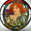 Placeholder: round coaster of kingfisher with stained glass effect, highly detailed, intricate, warm colors, alphonse mucha