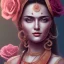 Placeholder: indian actress , face close up ,poertrait , roses ,4k