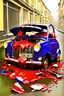 Placeholder: Noddy crashes his car and ends up in a mangled, bloody mess