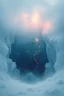 Placeholder: In the cloud an abyss containing the big scale of justice in an icy winter with cold sparks flying