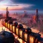 Placeholder: fullbody Drawing of 'sketch of steampunk cities as in the movie mortal engines(2018)',intricate detail,andrea bonelli,Kilian Eng,Ohrai,evan lee,Aleksandr Sidelnikov,KyuYong Eom,three quarters frontal aerial view,toned colors,32k