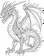 Placeholder: coloring image of full body dragon, line art, realistic, white background