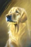 Placeholder: golden retriever , light background, in the style of degas
