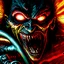 Placeholder: In the style of Heavy metal Magazine, close up of fantastical cursed Zombie NASCAR racer with red glowing eyes determinedly gripping the steering wheel, screaming, horror, intricately detailed, complex contrast, dynamic composition; cinematic lighting; meticulously composed concept art, masterpiece, cell-shaded