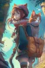 Placeholder: a girl and Cat on an Adventure, 4k, full detail, high resolution, digital art, anime, perfect drawing