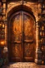 Placeholder: Massive wide open wooden door with lots of details and magical symbols showing a hidden magical market. Harry Potter. Magical. Epic. Dramatic, highly detailed, digital painting, masterpiece