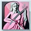 Placeholder: picasso Neoclassicism pink woman and guitar more lines realistic