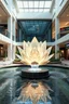 Placeholder: create a realistic mockup of a art installation for a mall with – A water feature with a glowing crystal lotus flower centerpiece symbolizing peace