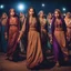 Placeholder: Hyper Realistic Traditional Pushto girls & women doing traditional dance & wearing traditional desi cloths at dark night in a cultural celebration with lots of other people