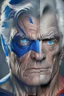 Placeholder: superman with batman old faces and gray hair with big blue eyes