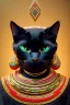 Placeholder: kente scene, Black Egyptian Cat, jewelry, thread, embroidery, octane render, high detail, warm light