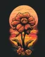 Placeholder: retro sunset flower for T-Shirt design