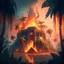 Placeholder: Fortress of the Flaming Phoenix in the middle of a prehistoric jungle