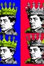 Placeholder: cultural revolution in the England with the king wearing crown in the style of andy warhol