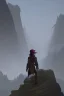 Placeholder: young wizard elf, exploring a big mountain