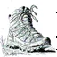 Placeholder: a black and white scribble sketch of a hiking shoe, detailed