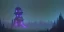 Placeholder: Ruined abandoned overgrown small castle tower in a dense coniferous forest, night, misty, atmospheric, fireflies