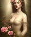 Placeholder: portrait borders Princess with big bobs long hairs black eyes no top with roses