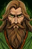 Placeholder: digital comic style, druid, noble face, green eyes, full beard, long hair