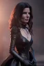 Placeholder: Young Sandra Bullock as evil queen in black leather gown, angry, busty, curvey, cleavage, unreal 5, octane render,cinema4d, dynamic lighting, dramatic lighting, 4k, redshift render, highly detailed, hyper realistic