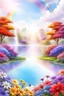 Placeholder: fantastic,Beautiful garden, flowers,rainbows