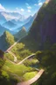 Placeholder: mountain path and lavender sky