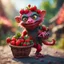 Placeholder: hairy heavy metal kobold strawberry beast hippie with long eyebrows holding a basket of berries,bokeh like f/0.8, tilt-shift lens 8k, high detail, smooth render, down-light, unreal engine