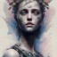 Placeholder: singer Danish MØ face, watercolor illustration by <Yoji Shinkawa>, intricate detail , soft smooth lighting, soft pastel colors,nature, plants, wildflower, facepaint, dnd character portrait, intricate, oil on canvas,