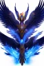 Placeholder: blue phoenix flaming wings, balanced, beautiful, smooth, flying,