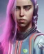 Placeholder: Billie Eilish, in stockings, cyberpunk2077, photorealistic