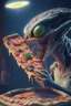 Placeholder: Alien eating pizza,highly detailed, artstation, sharp focus,4k