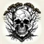 Placeholder: tattoo design of an evil skull with a dead tree through it and root out the bottom