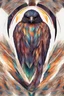 Placeholder: Striking, multi-hued crystal formation of a falcon with precise detailing in 3D, and a radiant sheen