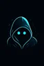 Placeholder: generate a high quality ghost logo for a software security company. Use only simple shapes and lines. The ghost shape almost appears to be a hacker wearing a hoodie. The camera should be directly in front with symmetry horizontally. The face should be made up of code symbols and look dark and mysterious.