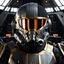 Placeholder: star wars bald male corellian pilot wearing dark gunmetal grey and black First Order special forces TIE pilot armored flightsuit and helmet with gold trim inside the jedi temple, centered head and shoulders portrait, hyperdetailed, dynamic lighting, hyperdetailed background, 8k resolution, volumetric lighting, light skin, fully symmetric details