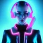 Placeholder: woman teenager, headphones, retro futuristic, braun, shaved hair, leather, gradient color, BLUE, PINK, CYAN, neon, insanely detailed, 16k resolution, perfect eyes, cinematic smooth, intricate detail