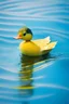 Placeholder: argly cute little yellow carton duck swiming on the blue and clear water.