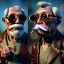 Placeholder: Realistic photo, American shot view, old Asian man + little monkey, cabaret scene, steampunk. Sunglasses, smoking, happy, hot. Many people background, highly detailed, concept art, unreal engine 5, god rays, ray tracing, RTX, lumen lighting, ultra detail, volumetric lighting, 3d, finely drawn, high definition, high resolution.