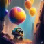 Placeholder: Wall-E, digital art, anime, 4k, full details, high resolution, colorful, alone, balloons, cinematic