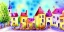 Placeholder: exquisite whimsical village watercolor, delicate village, cute, adorable, linen backdrop