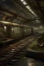Placeholder: underground steampunk metro tracks, lots of people living there, full eco system, no natural light