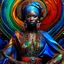 Placeholder: Resplendent cosmic moire pattern goddess, mystical afrofuturism, intricate tattoos, ornate jewelry, colorful shiny metallic makeup, moire silk robes, radiant celestial aura, ultra - sharp details, dynamic composition, unusual angle, bokeh::5 Artwork by Hassan Hajjaj::1 Artwork by Omar Victor Diop::1 Artwork by Mary Sibande::1 Artwork by Viviane Sassen::1 Artwork by Aida Muluneh::1 Artwork by Delphine Diallo::1 Artwork by Ingrid Baars::1 --v 5.1 --style raw --c 25 --s 1000