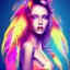 Placeholder: beautiful women with colorful feathers neon