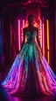 Placeholder: Photography Beautiful woman with dress art neons glowing bright light in the dark and colorful details